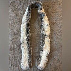 Vintage Silver Fox Fur Scarf Gray Cream White Leather Backing Long *see note*